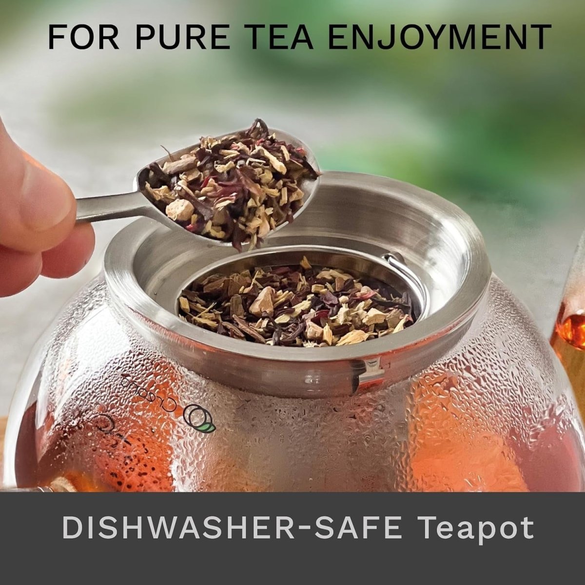 1L Borosilicate Glass Teapot with Stainless Steel Filter Anti Drip - Kwikley