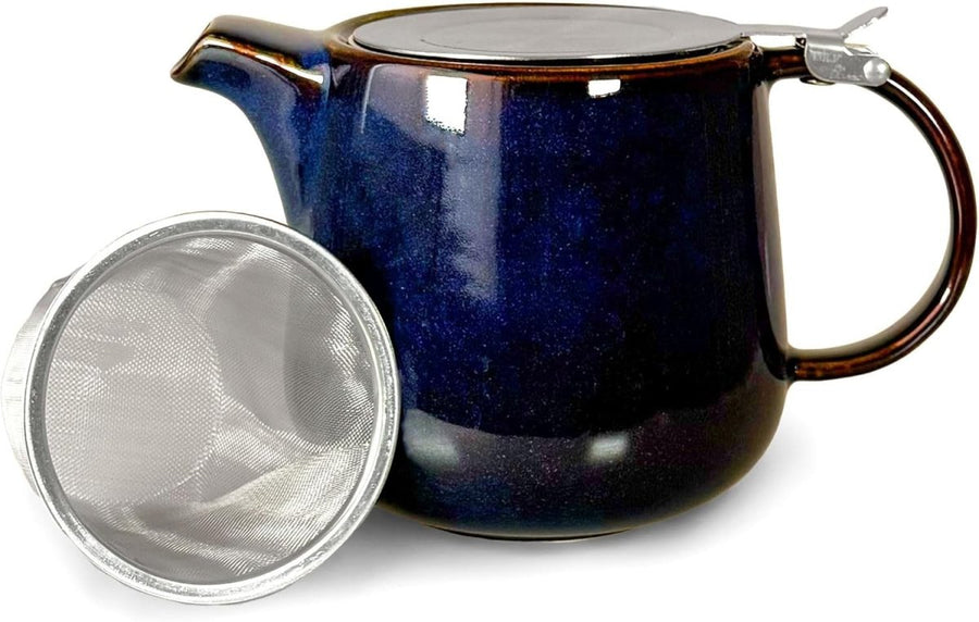 1L Ceramic Teapot with Infuser Blue Nordic Tea Pot Loose Leaf Tea - Kwikley