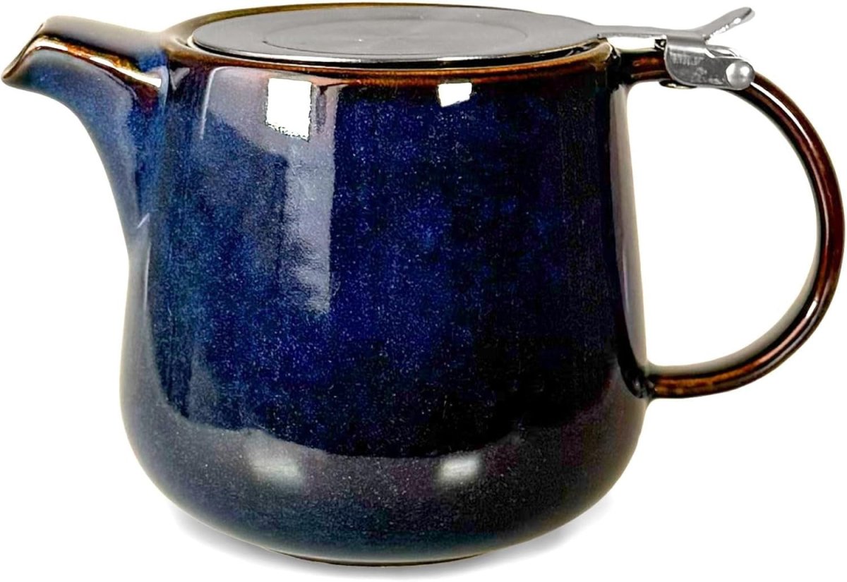 1L Ceramic Teapot with Infuser Blue Nordic Tea Pot Loose Leaf Tea - Kwikley