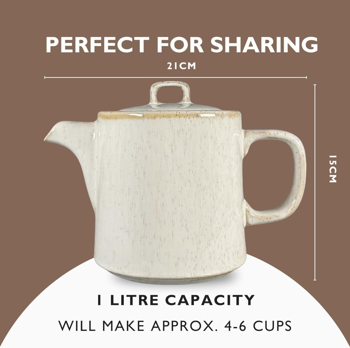 1L Ceramic Teapot with Infuser Cream Nordic Loose Leaf Tea Pot Strainer - Kwikley