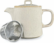 1L Ceramic Teapot with Infuser Cream Nordic Loose Leaf Tea Pot Strainer - Kwikley