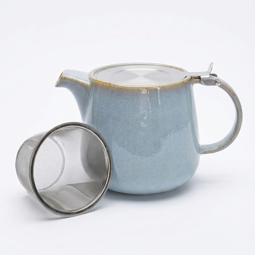 1L Ceramic Teapot with Infuser Duck Egg Blue Nordic Loose Leaf Tea - Kwikley