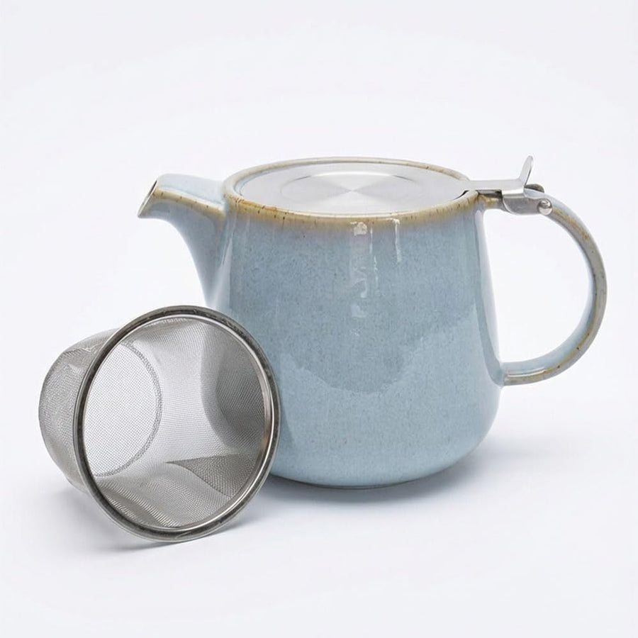 1L Ceramic Teapot with Infuser Duck Egg Blue Nordic Loose Leaf Tea - Kwikley