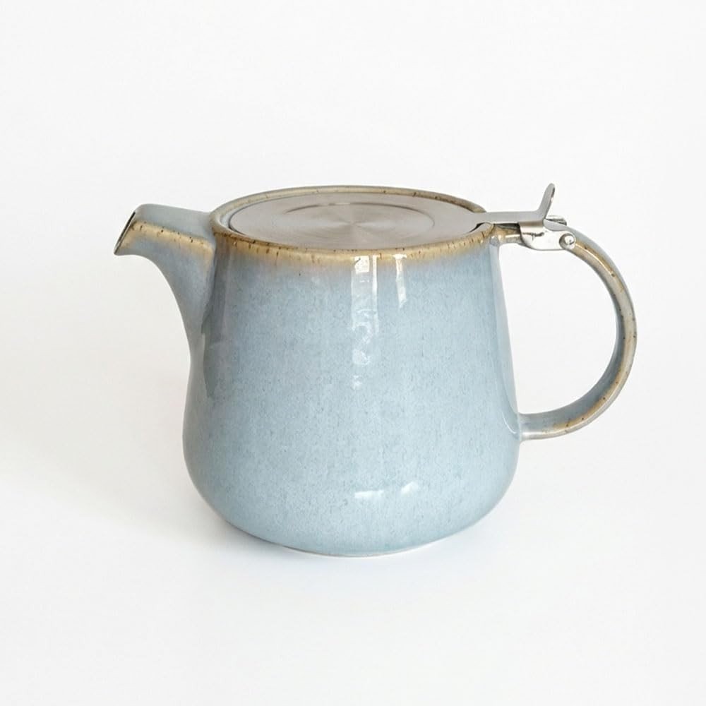 1L Ceramic Teapot with Infuser Duck Egg Blue Nordic Loose Leaf Tea - Kwikley