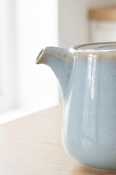 1L Ceramic Teapot with Infuser Duck Egg Blue Nordic Loose Leaf Tea - Kwikley