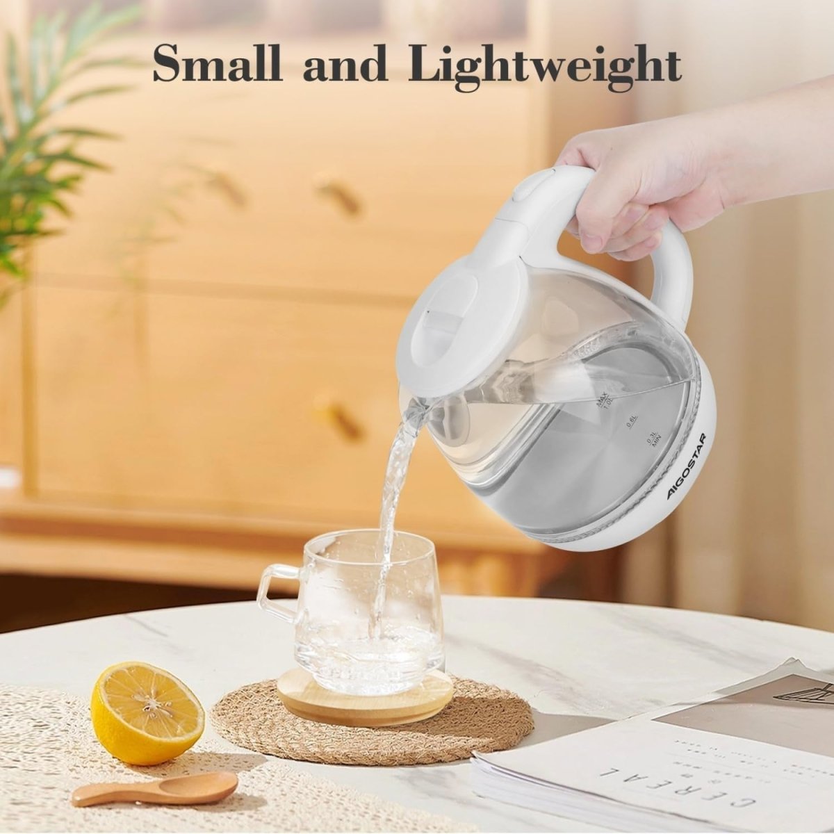 1L Glass Electric Kettle Fast Boil Cordless Auto Shut - Off Water Boiler - Kwikley