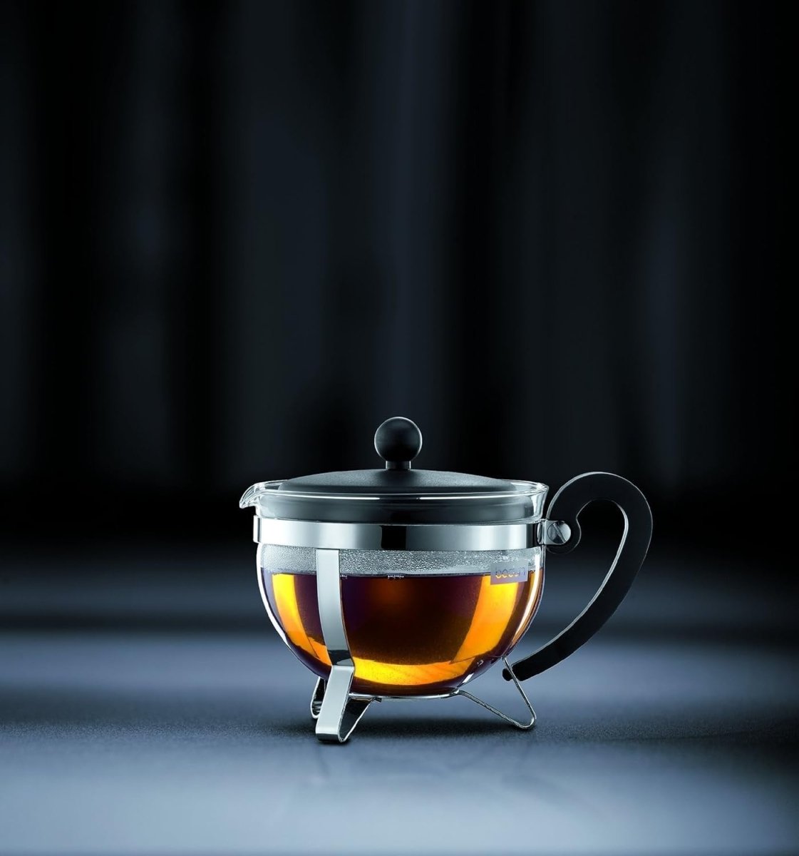 1L Glass Teapot Heat Resistant Borosilicate Tea Pot Filter & Lid Black - Kwikley