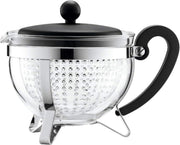 1L Glass Teapot Heat Resistant Borosilicate Tea Pot Filter & Lid Black - Kwikley