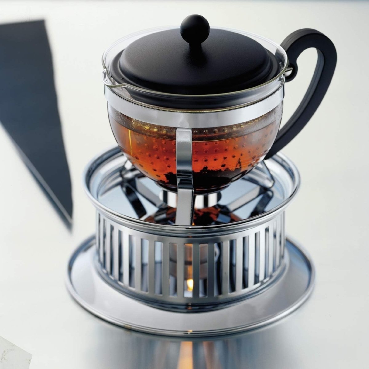 1L Glass Teapot Heat Resistant Borosilicate Tea Pot Filter & Lid Black - Kwikley
