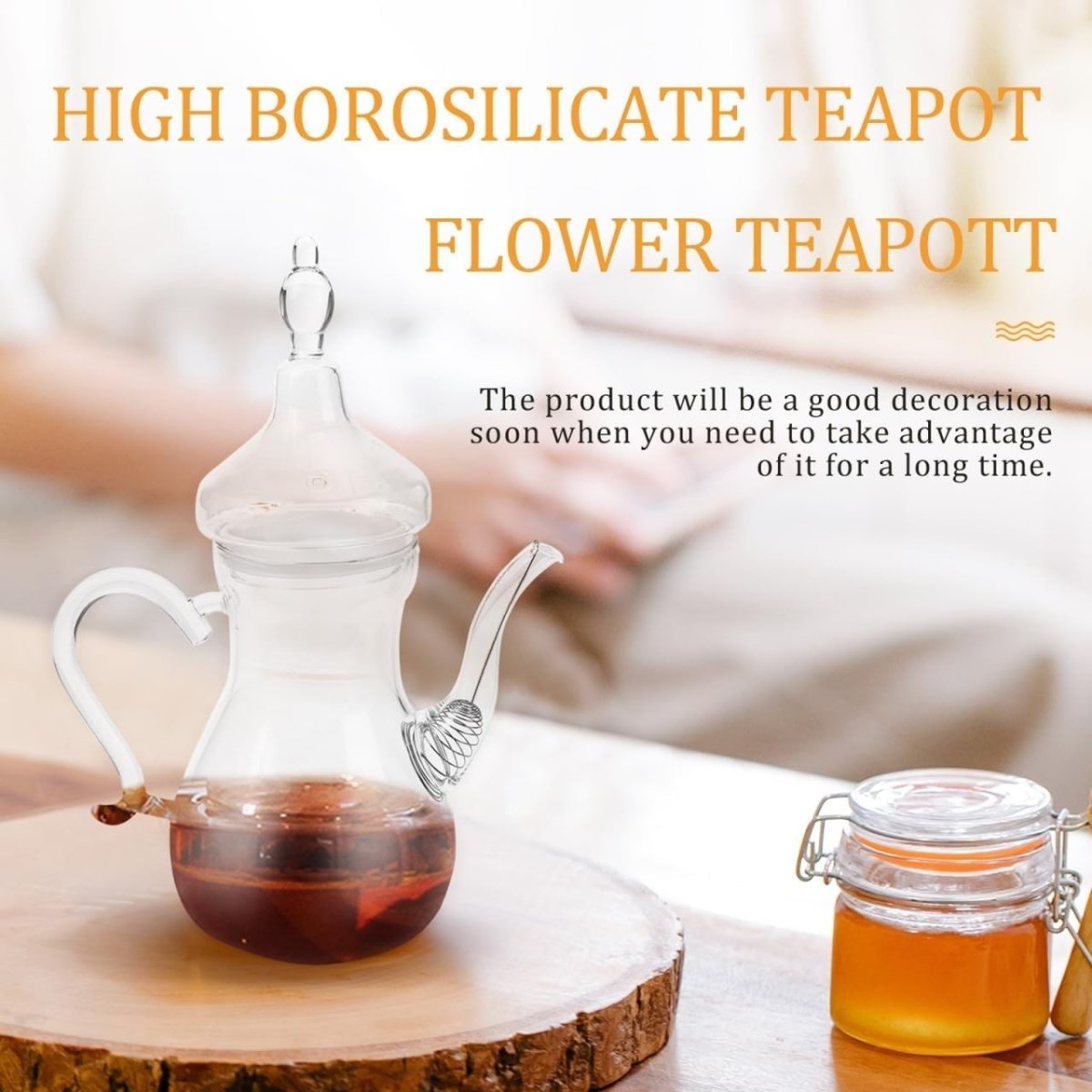 1L Glass Teapot with Built In Infuser Heat Resistant Herbal Tea Maker - Kwikley