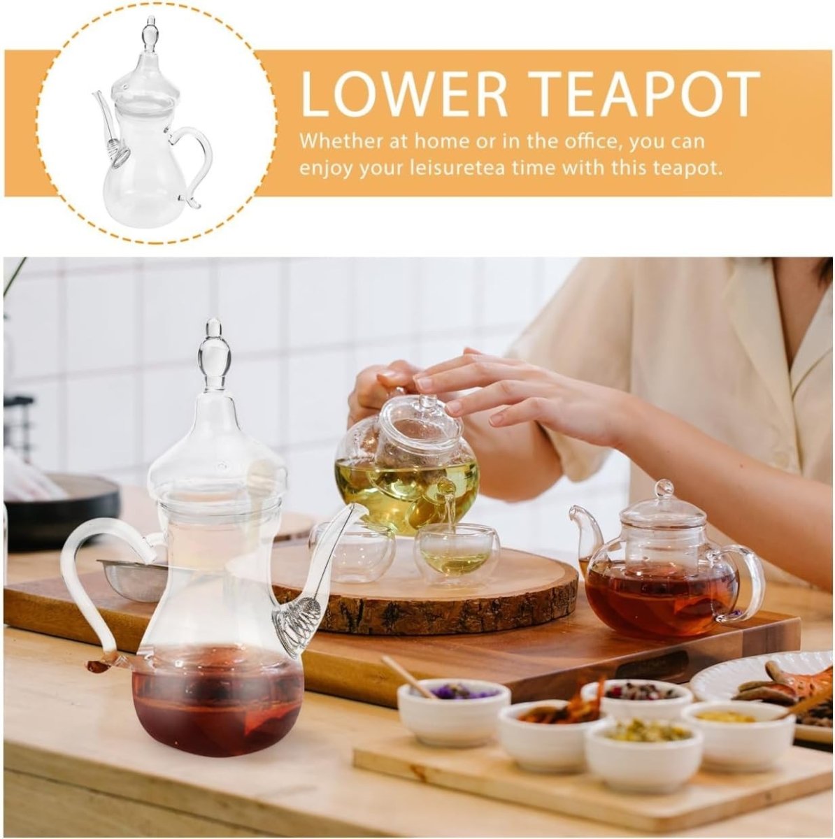 1L Glass Teapot with Built In Infuser Heat Resistant Herbal Tea Maker - Kwikley