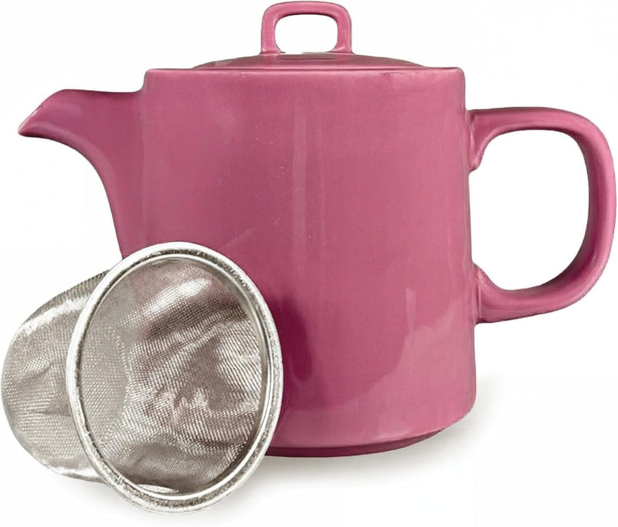 1L Pink Ceramic Teapot with Infuser Nordic Loose Leaf Tea Pot Strainer - Kwikley