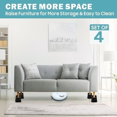 2 - 3 Inch Stackable Bed & Furniture Risers Anti - Slip Chair Sofa Table Set of 4 - Kwikley