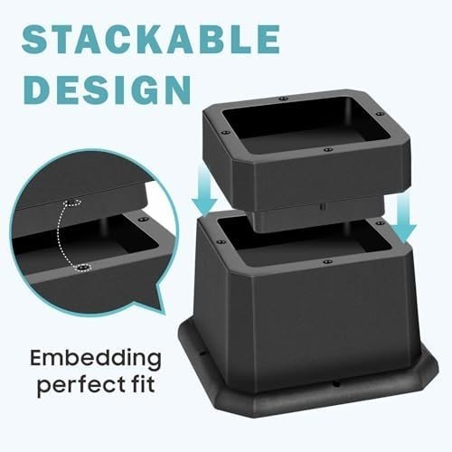 2 - 3 Inch Stackable Bed & Furniture Risers Anti - Slip Chair Sofa Table Set of 4 - Kwikley