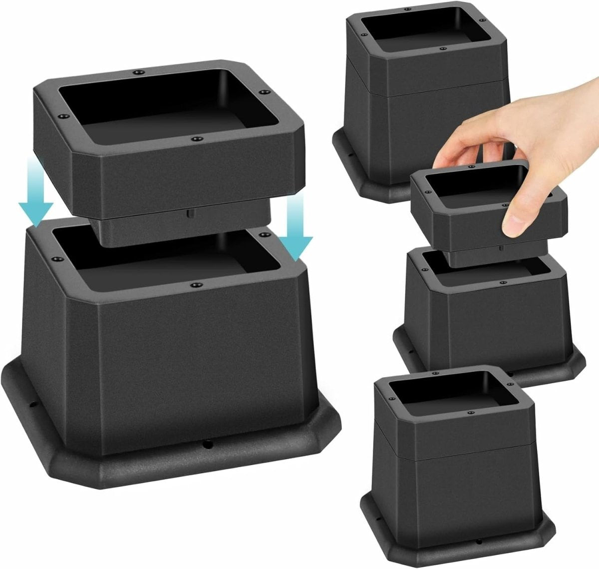 2 - 3 Inch Stackable Bed & Furniture Risers Anti - Slip Chair Sofa Table Set of 4 - Kwikley