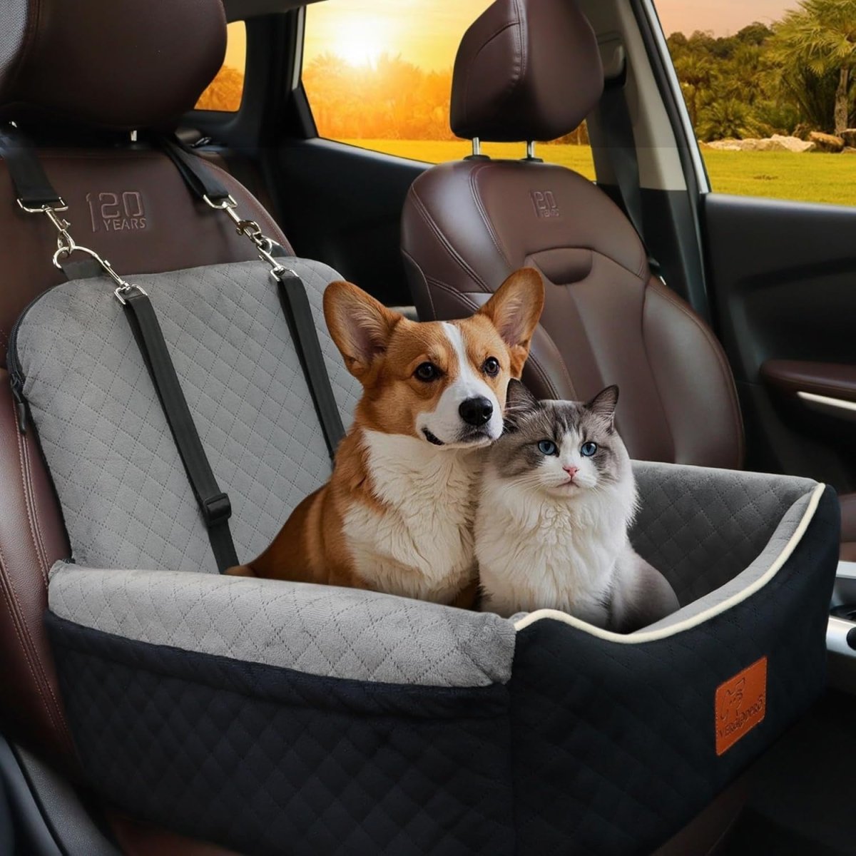2 in 1 Dog Car Seat Booster Bed Travel Cushion Small Medium Dogs - Kwikley