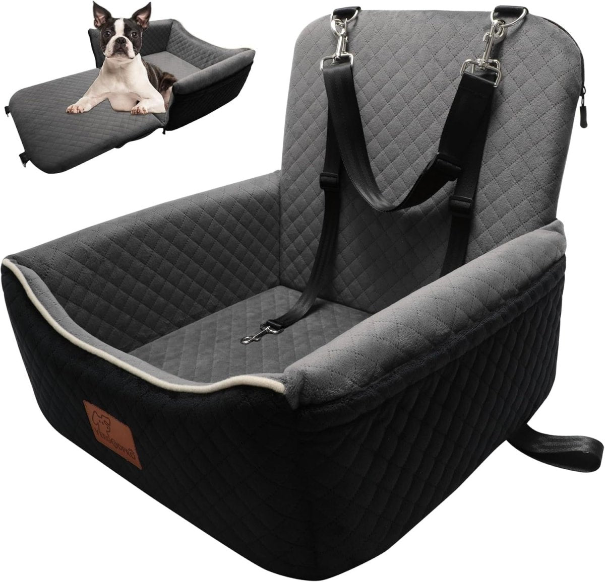 2 in 1 Dog Car Seat Booster Bed Travel Cushion Small Medium Dogs - Kwikley