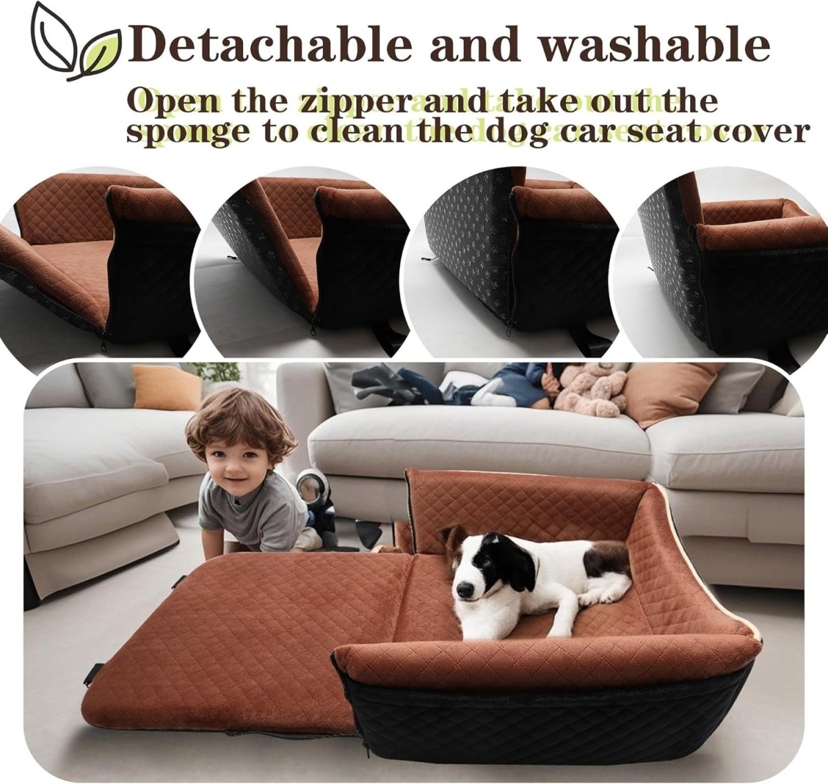 2 in 1 Dog Car Seat Booster Bed Travel Cushion Small Medium Dogs - Kwikley
