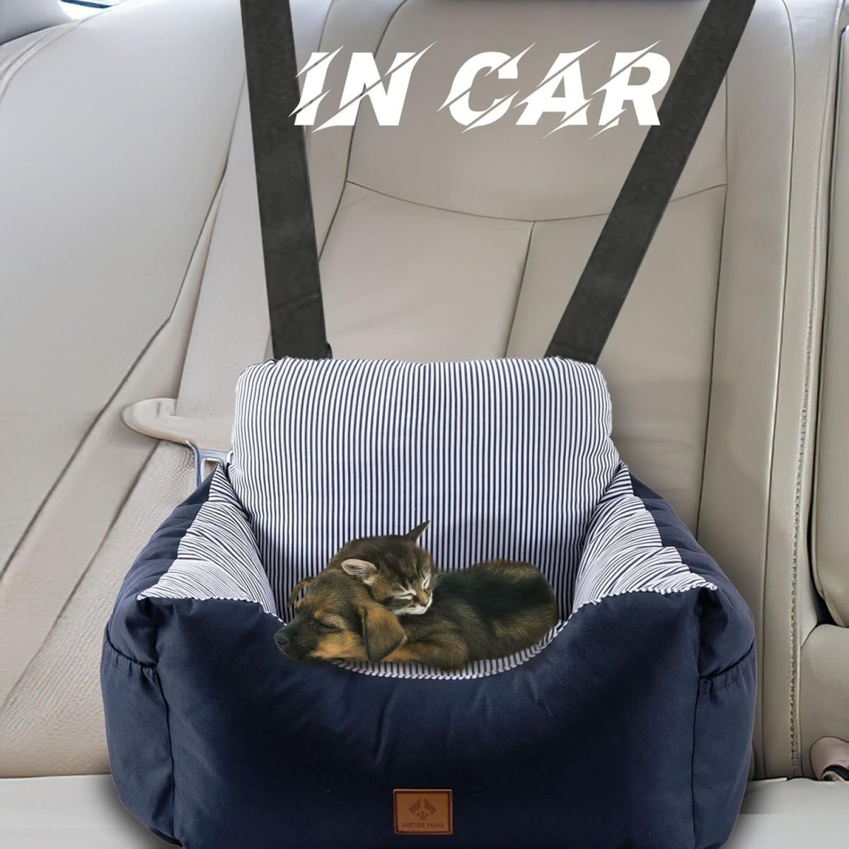 2 in 1 Dog Car Seat Booster Bed Washable Pet Travel Carrier 55x50cm - Kwikley