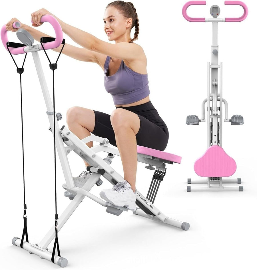 2 in 1 Foldable Squat Row Trainer w Resistance Bands Full Body Home - Kwikley