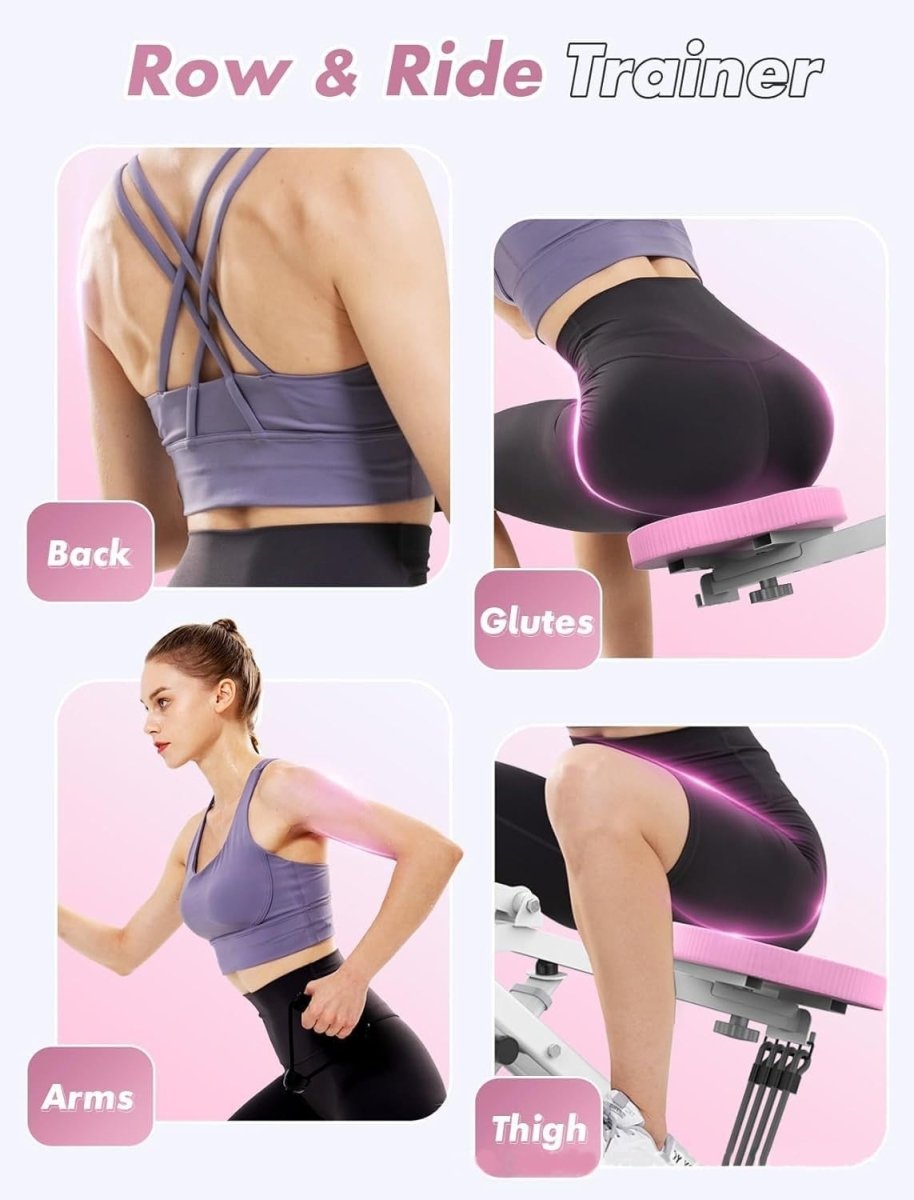 2 in 1 Foldable Squat Row Trainer w Resistance Bands Full Body Home - Kwikley