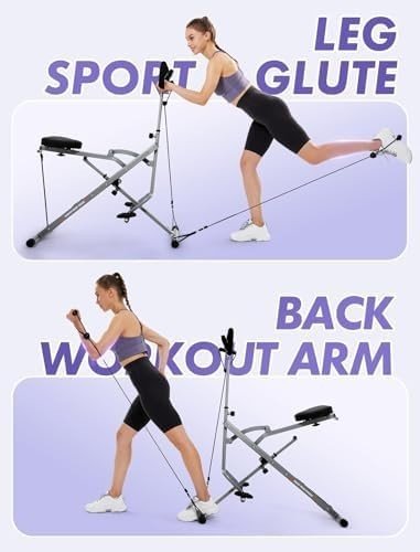 2 in 1 Foldable Squat Rowing Press Machine w Resistance Bands Home - Kwikley