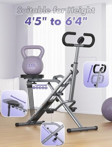 2 in 1 Foldable Squat Rowing Press Machine w Resistance Bands Home - Kwikley