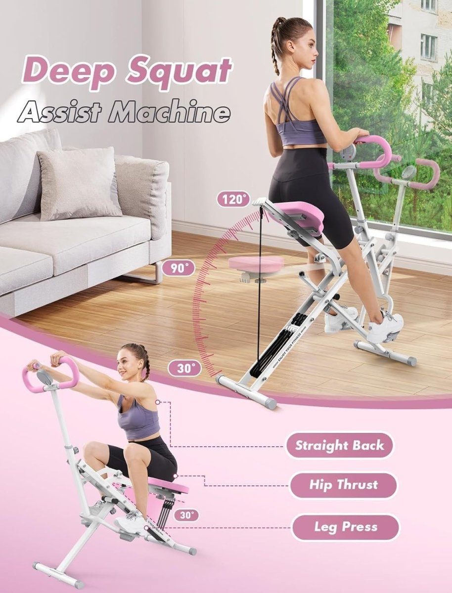 2 in 1 Foldable Squat Trainer w Resistance Bands 330LB Home Gym - Kwikley