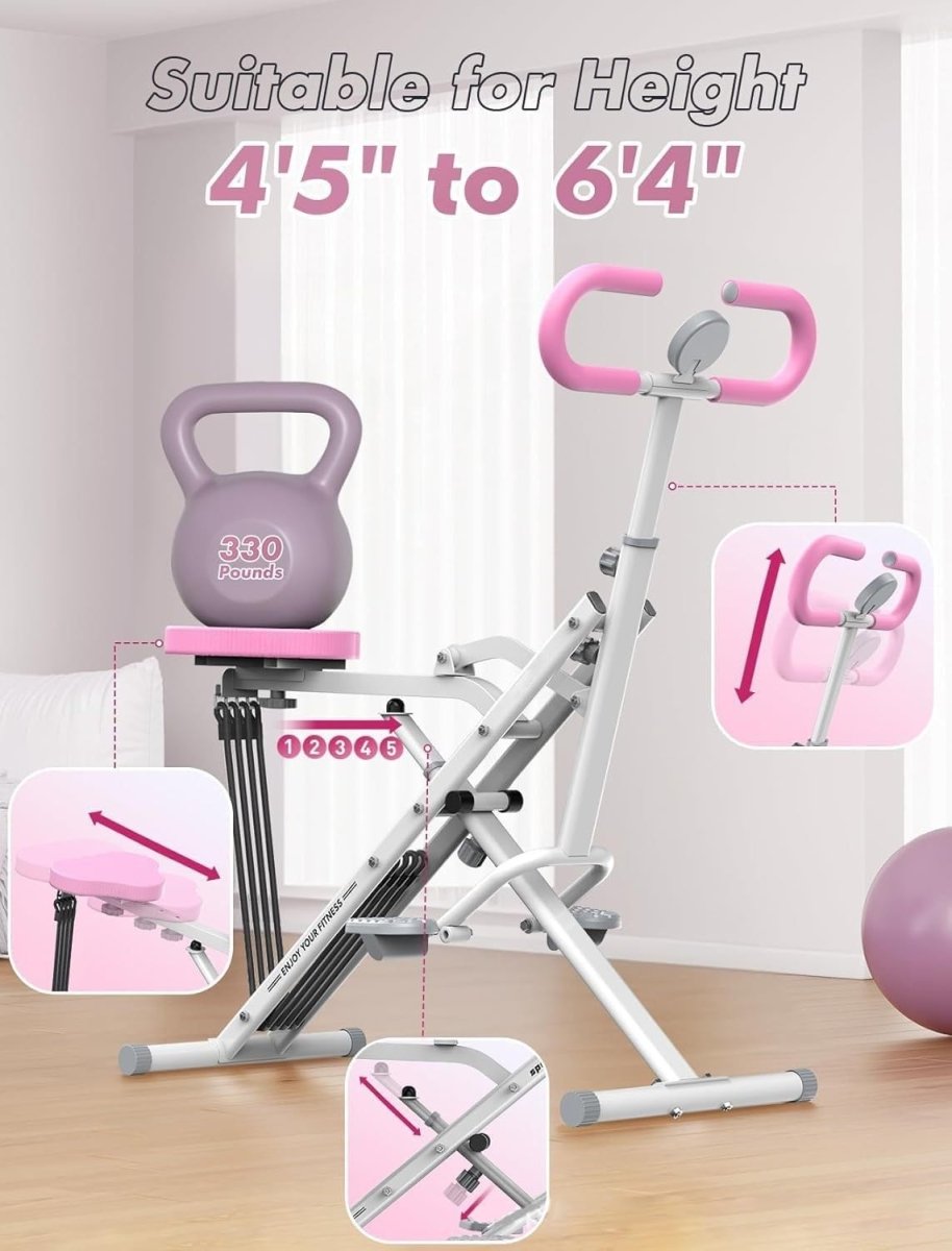 2 in 1 Foldable Squat Trainer w Resistance Bands 330LB Home Gym - Kwikley