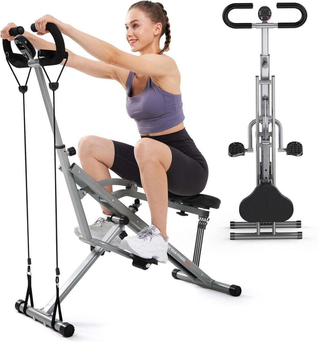 2 in 1 Foldable Squat Trainer w Resistance Bands 330LB Home Gym - Kwikley
