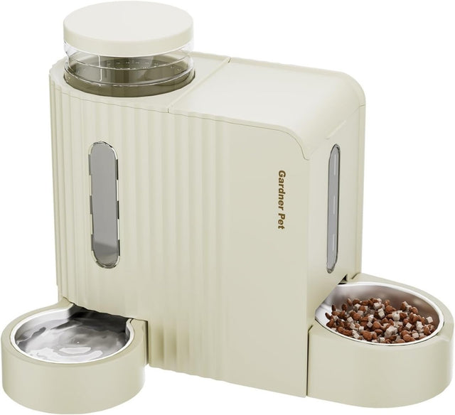 2 in 1 Gravity Pet Feeder Water Dispenser 3L Auto Food Station Beige