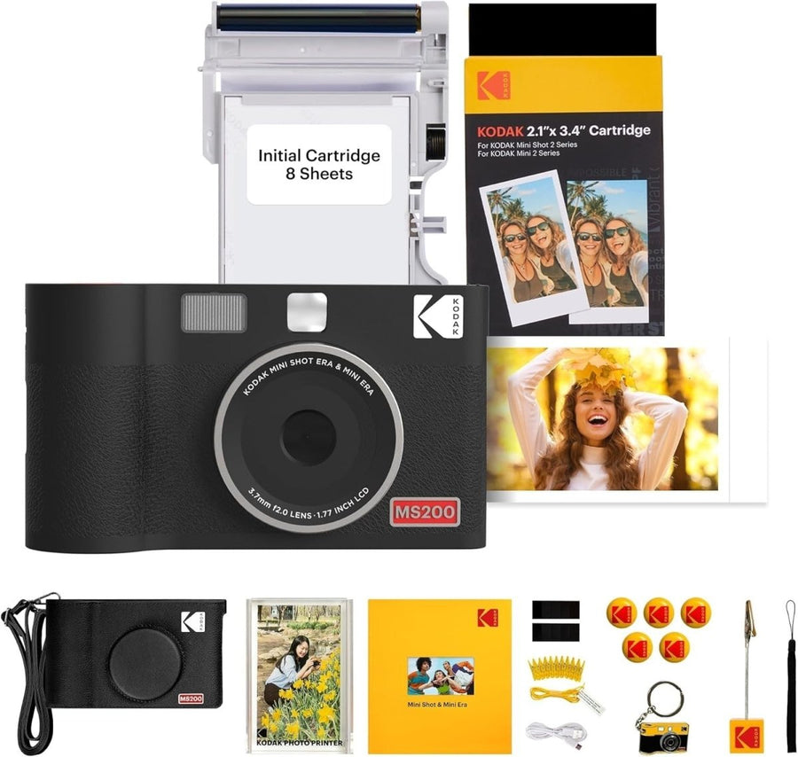 2-in-1 Instant Camera Photo Printer Bundle 38 Sheets Bluetooth Kit - Kwikley