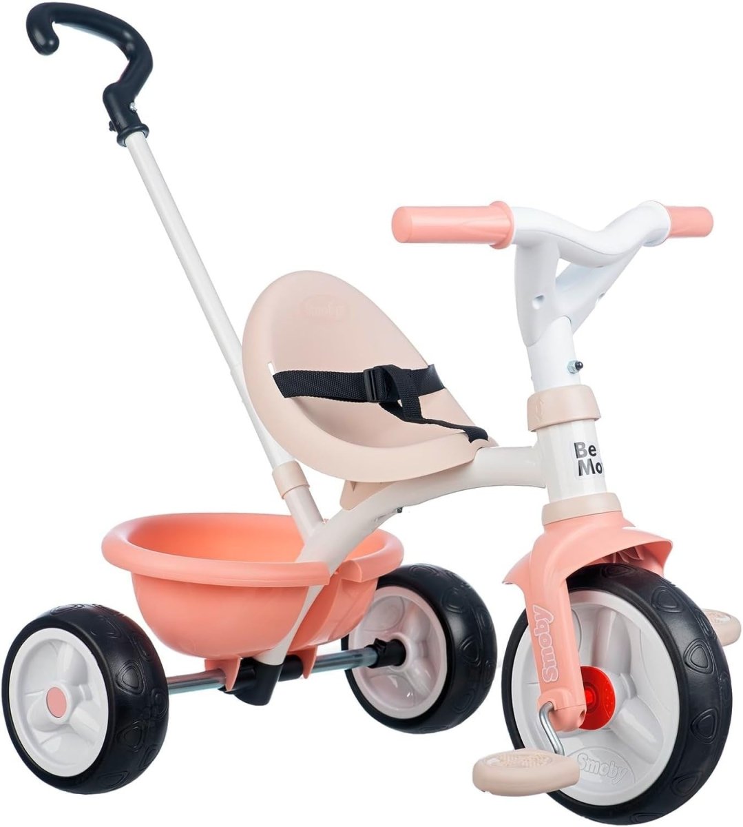 2 In 1 Kids Tricycle Parent Push Handle Safety Harness Pink Toddler Trike - Kwikley