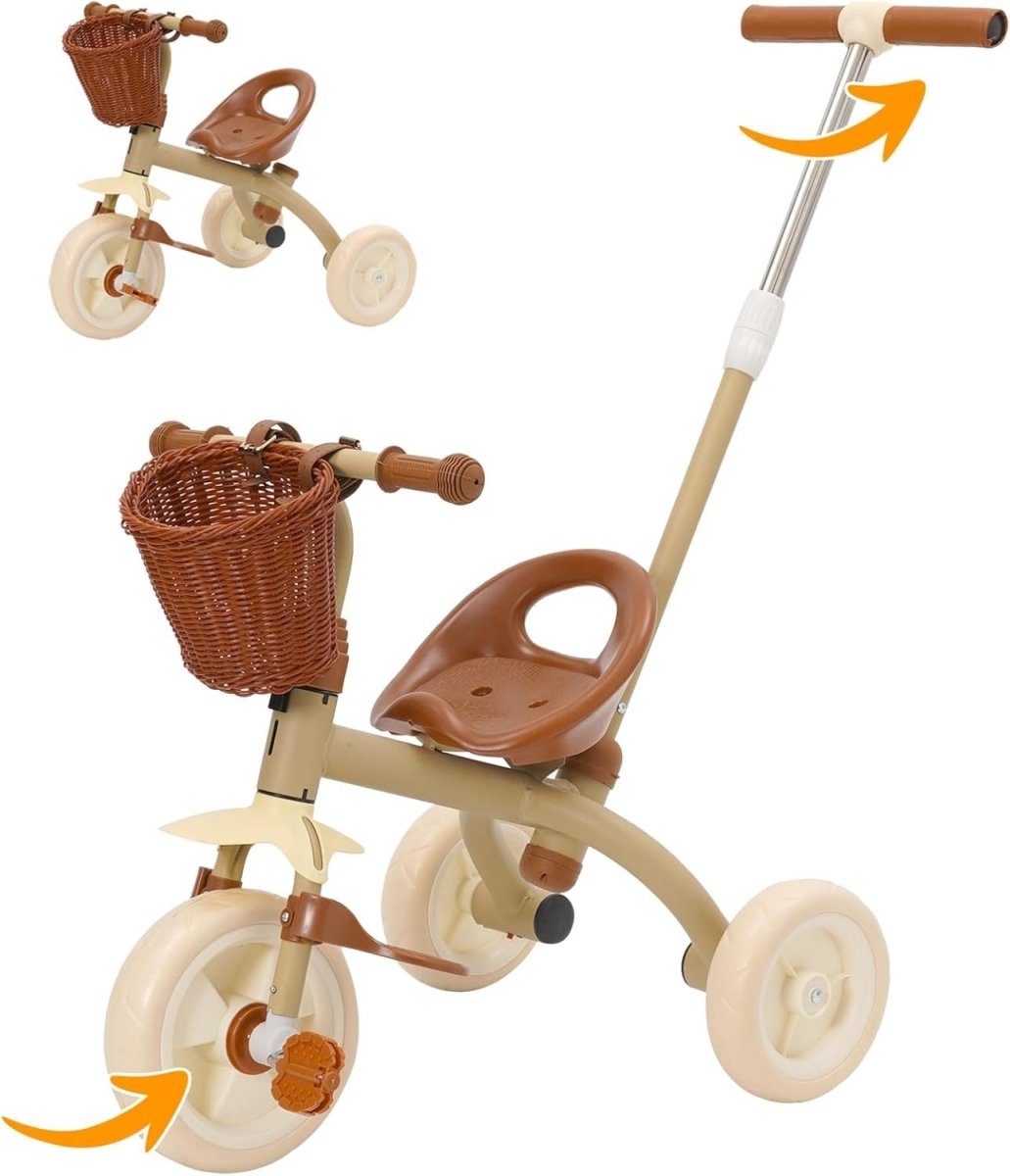 2 in 1 Kids Tricycle Push Trike Balance Bike w Parent Handle Green - Kwikley