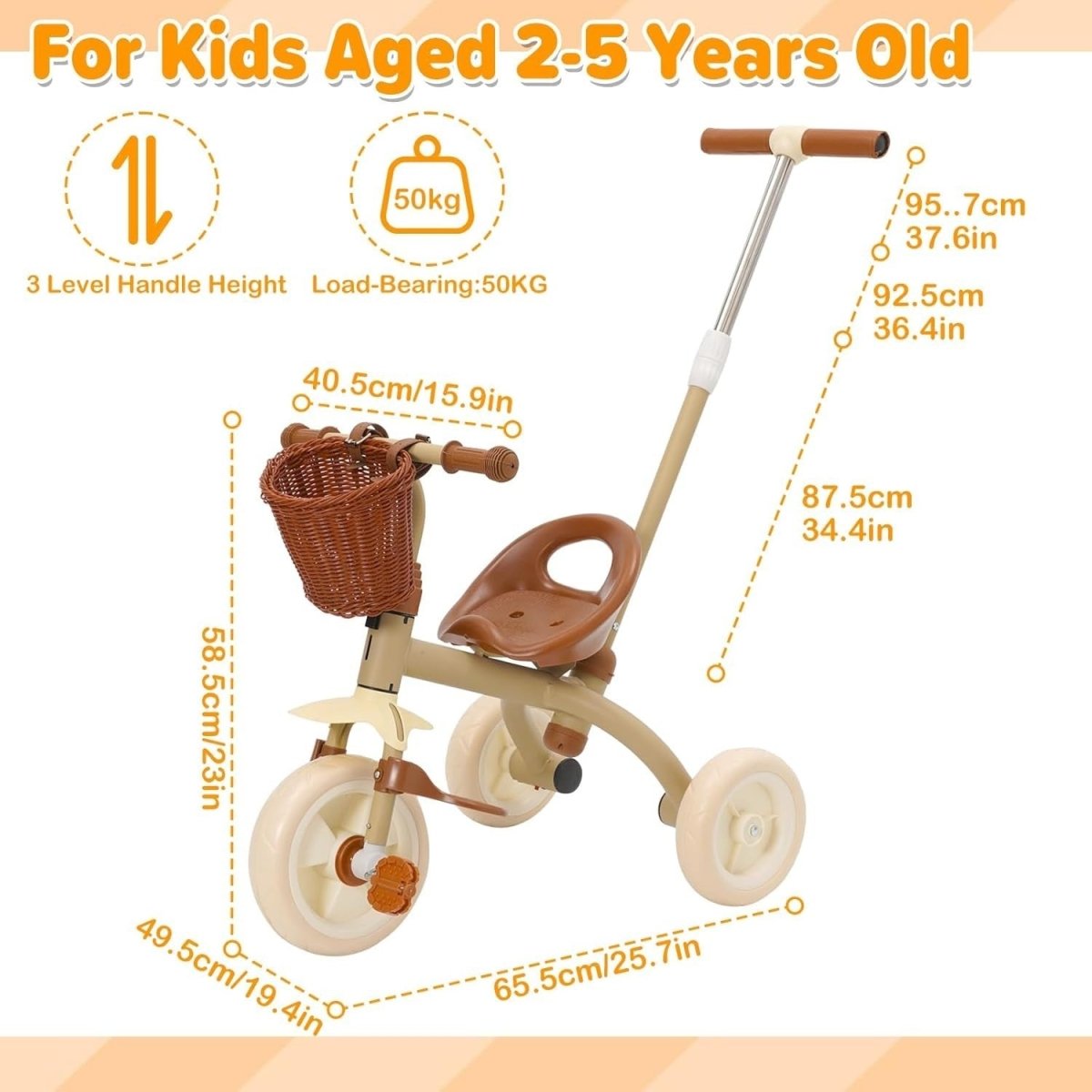 2 in 1 Kids Tricycle Push Trike Balance Bike w Parent Handle Green - Kwikley