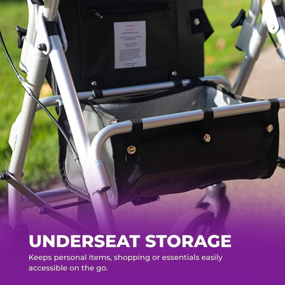 2 in 1 Rollator Walker Transit Chair Folding Height Adjustable Seat Wheels - Kwikley