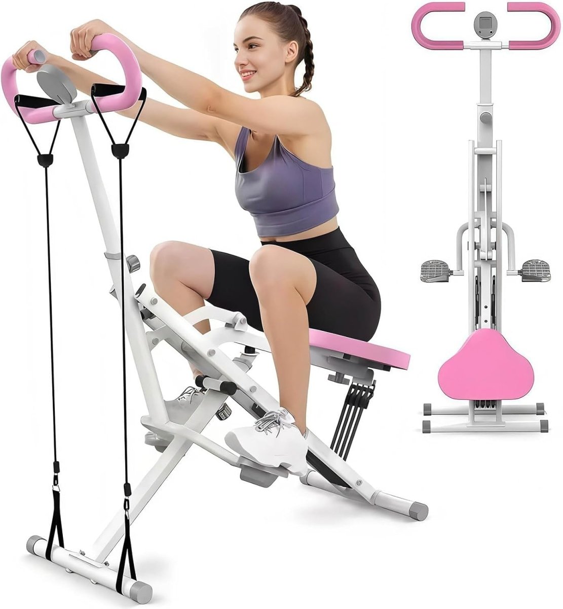 2 in 1 Squat Machine Foldable Row Trainer Home Gym Glutes Legs Core - Kwikley