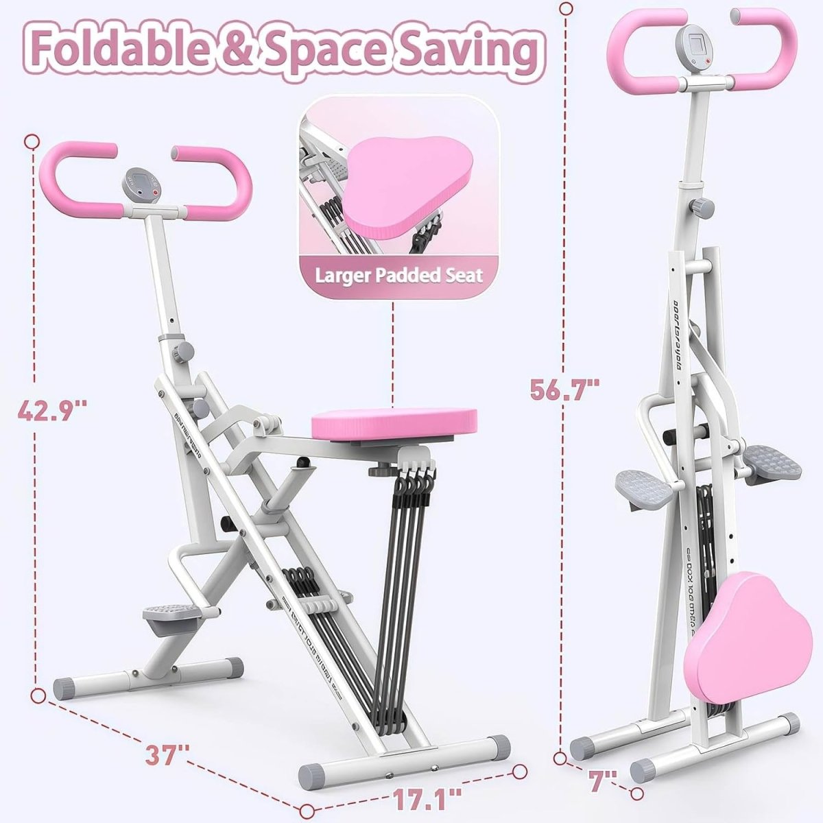 2 in 1 Squat Machine Rowing Trainer Foldable Home Gym Glutes Legs - Kwikley