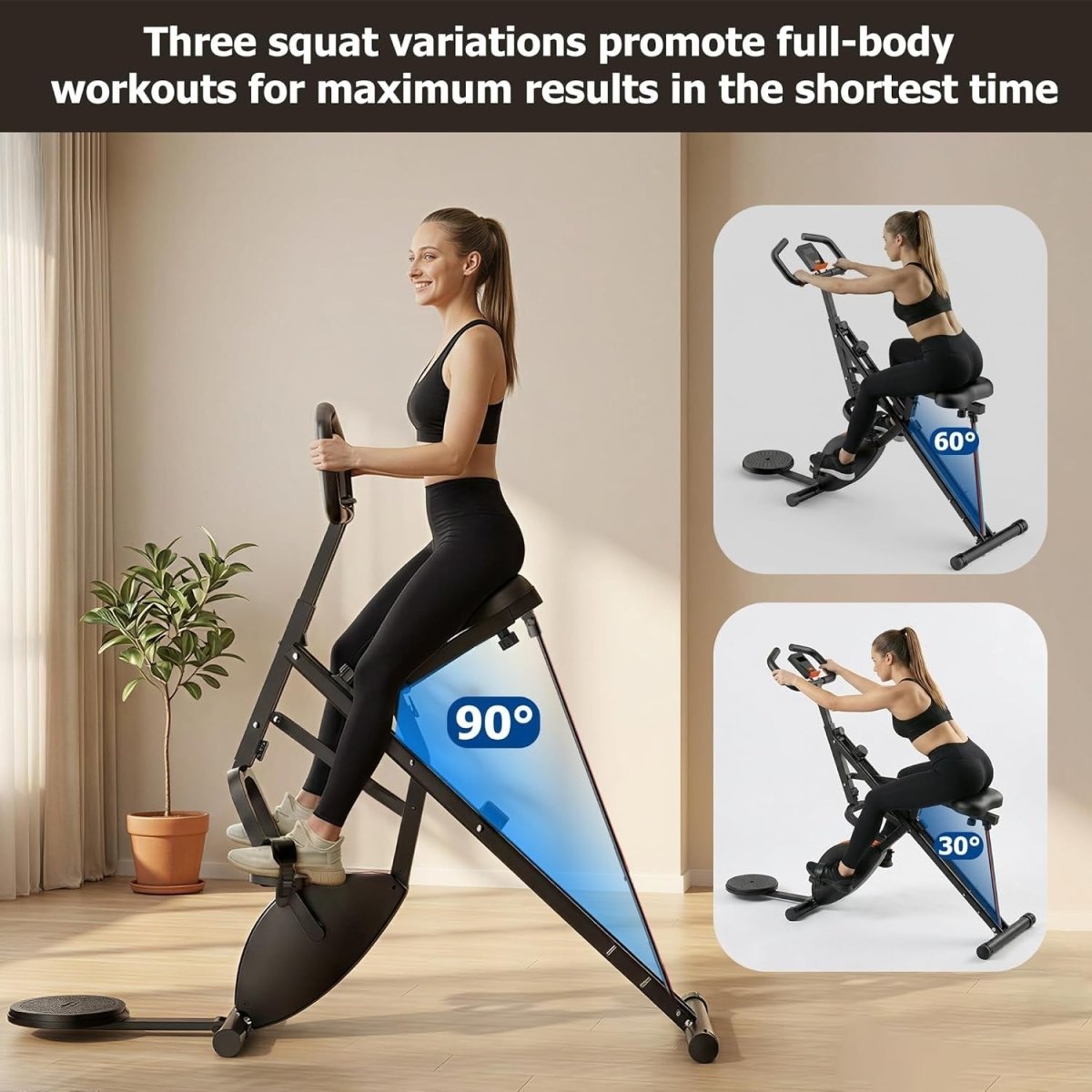 2 in 1 Squat Row Trainer Home Gym Machine Glutes Legs Core Workout - Kwikley