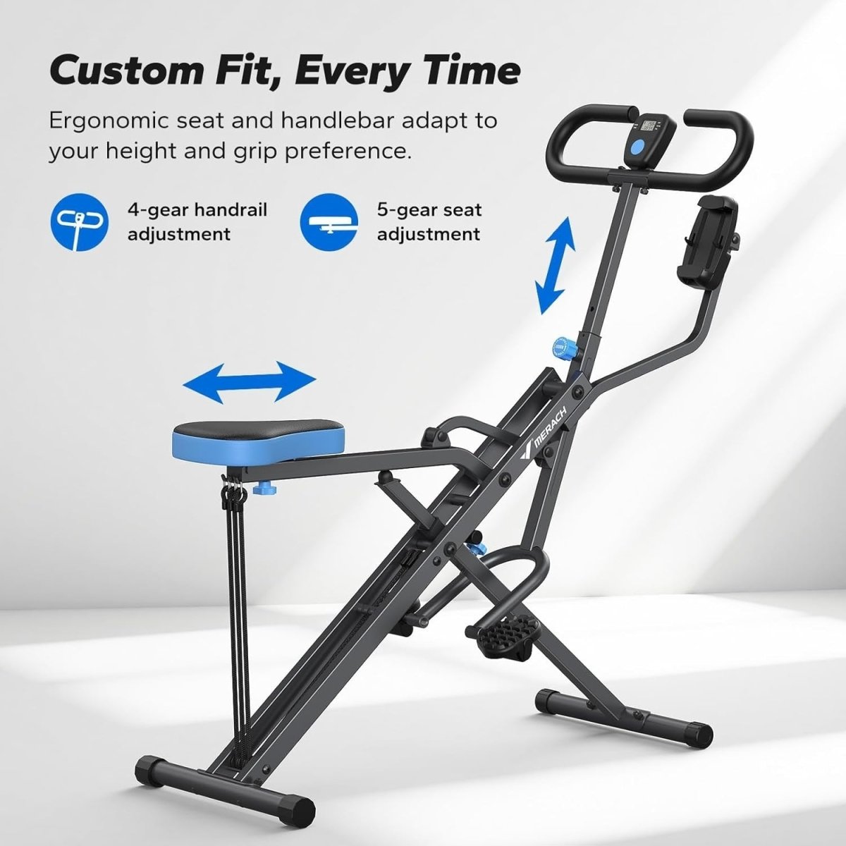 2-in-1 Squat Rowing Machine Foldable Glute Trainer Adjustable Resistance - Kwikley