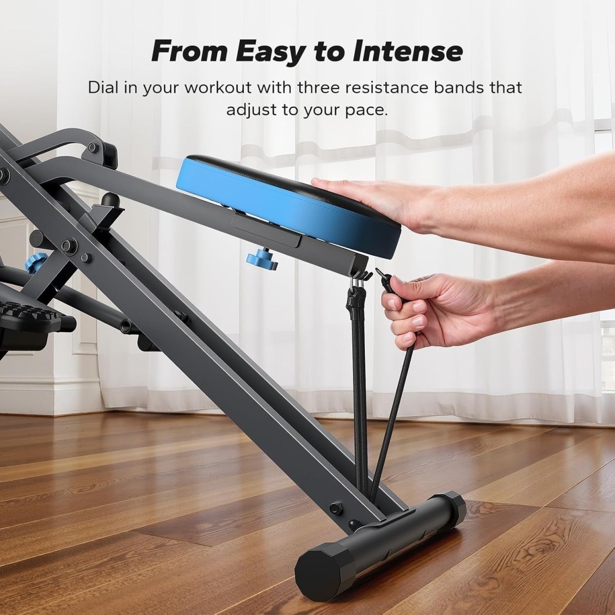 2-in-1 Squat Rowing Machine Foldable Glute Trainer Adjustable Resistance - Kwikley