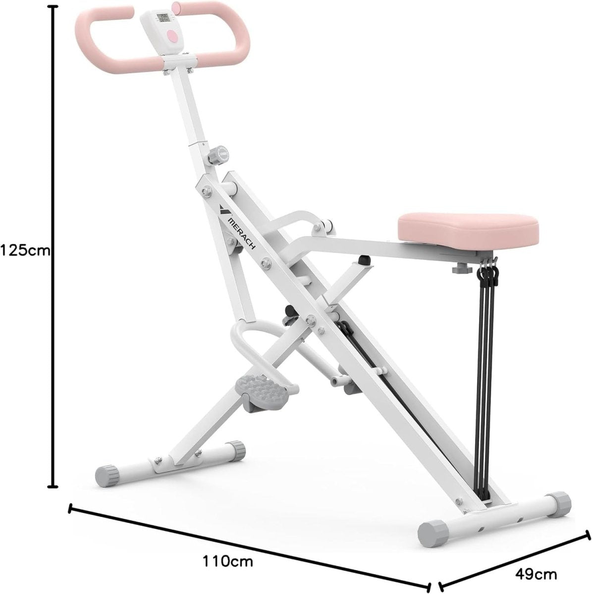 2 in 1 Squat Rowing Machine Foldable Home Gym Glute Leg Trainer White - Kwikley