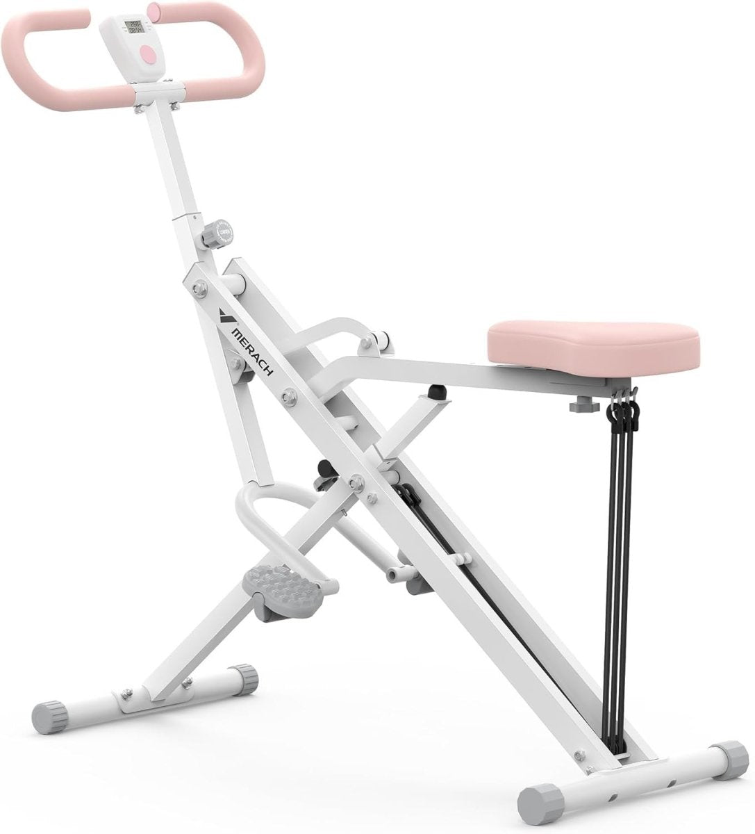 2 in 1 Squat Rowing Machine Foldable Home Gym Glute Leg Trainer White - Kwikley
