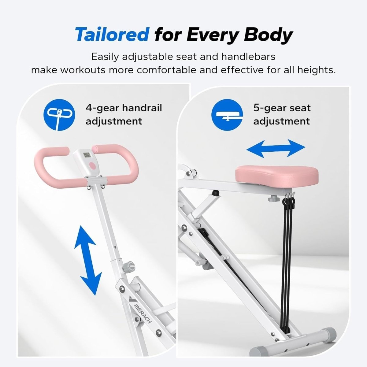 2 in 1 Squat Rowing Machine Foldable Home Gym Glute Leg Trainer White - Kwikley
