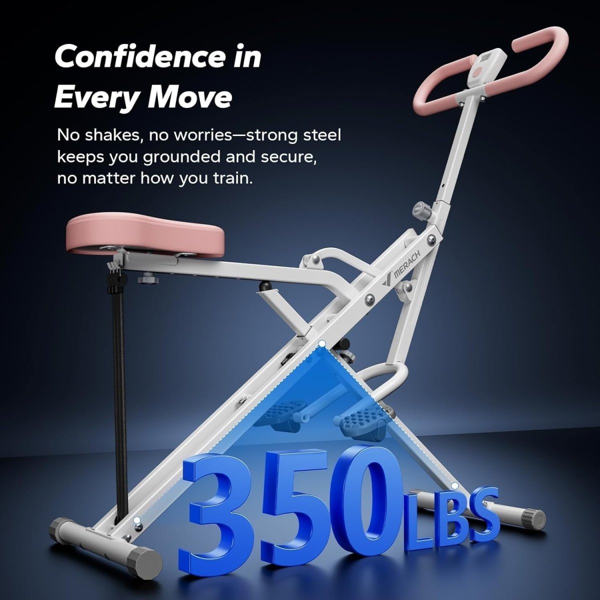 2 in 1 Squat Rowing Machine Foldable Home Gym Glute Leg Trainer White - Kwikley