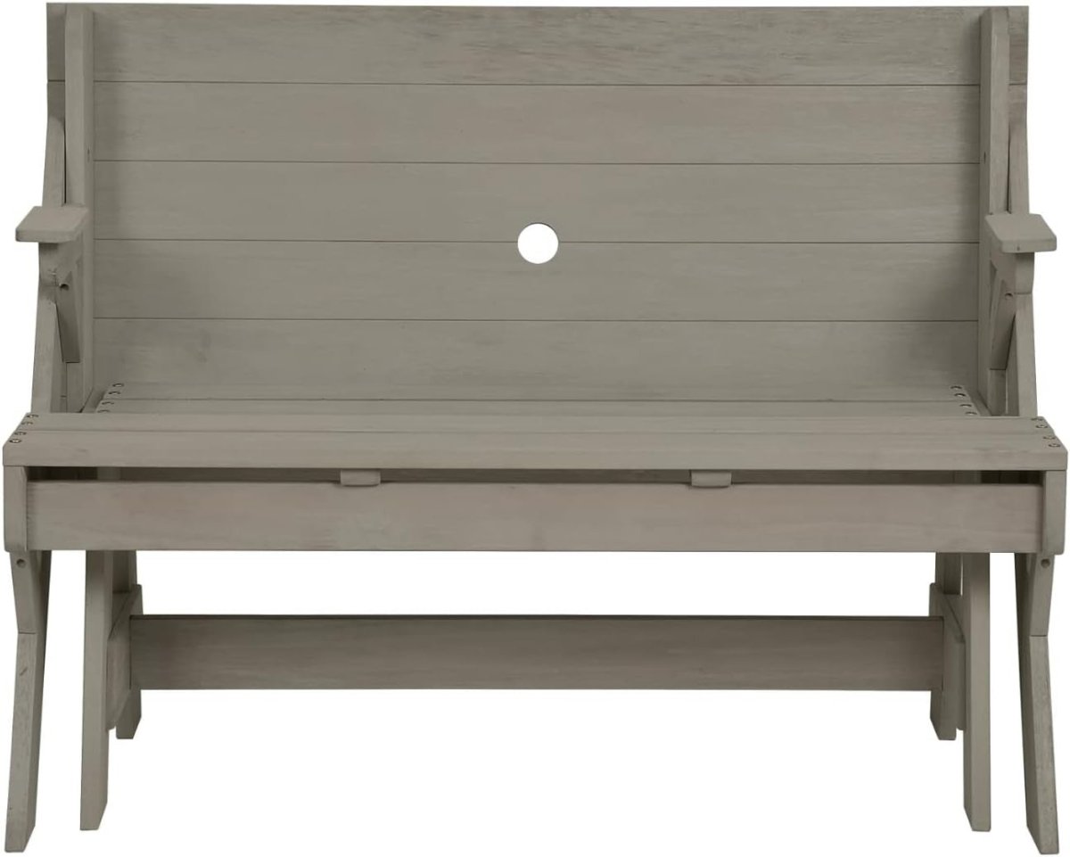 2 in 1 Wooden Picnic Table Bench Folding Garden Seat Eucalyptus - Kwikley