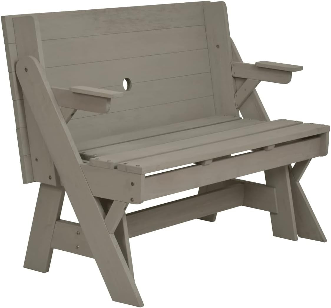 2 in 1 Wooden Picnic Table Bench Folding Garden Seat Eucalyptus - Kwikley