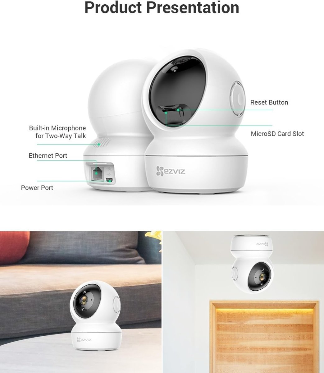 2 Pack 1080P WiFi Indoor Security Camera Auto Tracking Night Vision - Kwikley