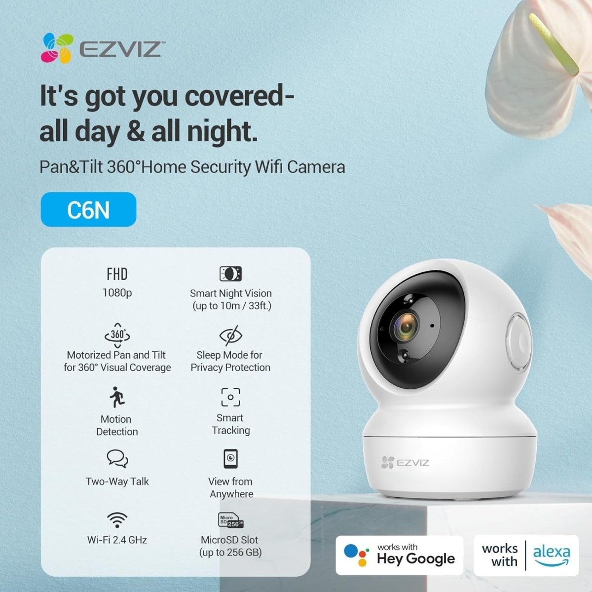 2 Pack 1080P WiFi Indoor Security Camera Auto Tracking Night Vision - Kwikley