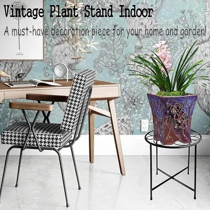 2 Pack 15" Tall Metal Plant Stands Indoor Outdoor Round Flower Pot Holder Black - Kwikley